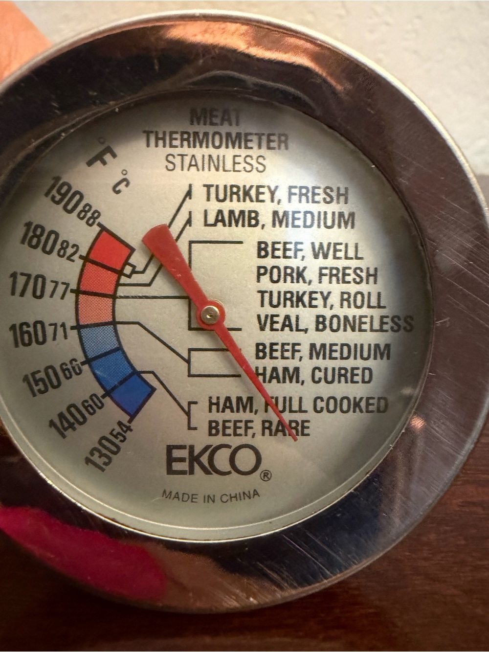 Stainless Meat Thermometer with Red Dial